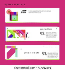 Vector set of abstract banner web design template. Retro and pop art colorful style banner design layout.