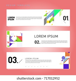 Vector set of abstract banner web design template. Retro and pop art colorful style banner design layout.