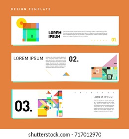 Vector set of abstract banner web design template. Retro and pop art colorful style banner design layout.
