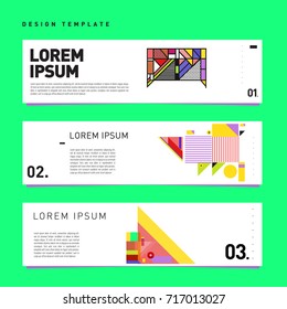 Vector set of abstract banner web design template. Retro and pop art colorful style banner design layout.