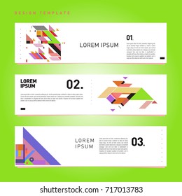 Vector set of abstract banner web design template. Retro and pop art colorful style banner design layout.