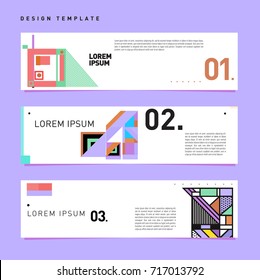 Vector set of abstract banner web design template. Retro and pop art colorful style banner design layout.