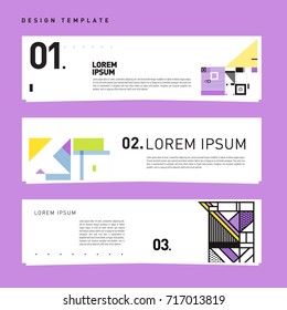 Vector set of abstract banner web design template. Retro and pop art colorful style banner design layout.