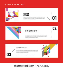 Vector set of abstract banner web design template. Retro and pop art colorful style banner design layout.