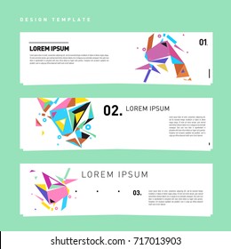 Vector set of abstract banner web design template. Retro and pop art colorful style banner design layout.