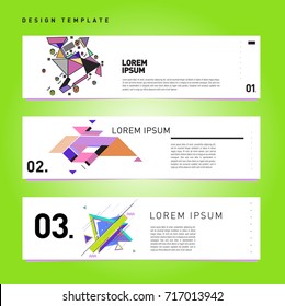 Vector set of abstract banner web design template. Retro and pop art colorful style banner design layout.