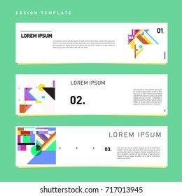 Vector set of abstract banner web design template. Retro and pop art colorful style banner design layout.