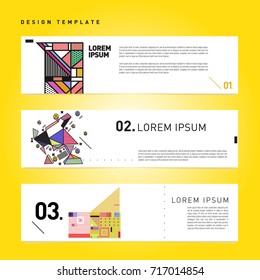 Vector set of abstract banner web design template. Retro and pop art colorful style banner design layout.