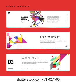 Vector set of abstract banner web design template. Retro and pop art colorful style banner design layout.