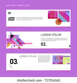 Vector set of abstract banner web design template. Retro and pop art colorful style banner design layout.