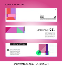 Vector set of abstract banner web design template. Retro and pop art colorful style banner design layout.