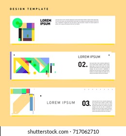 Vector set of abstract banner web design template. Retro and pop art colorful style banner design layout.