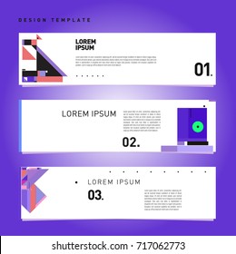 Vector set of abstract banner web design template. Retro and pop art colorful style banner design layout.