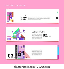 Vector set of abstract banner web design template. Retro and pop art colorful style banner design layout.