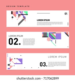 Vector set of abstract banner web design template. Retro and pop art colorful style banner design layout.