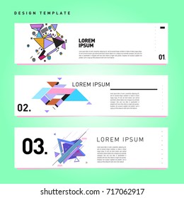 Vector set of abstract banner web design template. Retro and pop art colorful style banner design layout.