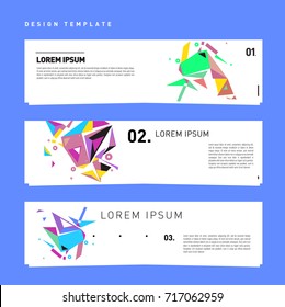 Vector set of abstract banner web design template. Retro and pop art colorful style banner design layout.