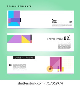 Vector set of abstract banner web design template. Retro and pop art colorful style banner design layout.