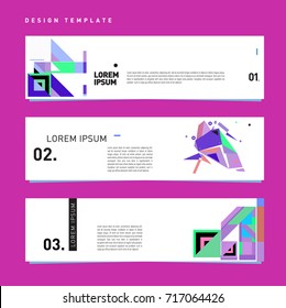 Vector set of abstract banner web design template. Retro and pop art colorful style banner design layout.