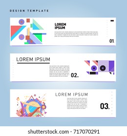 Vector set of abstract banner web design template. Retro and pop art colorful style banner design layout.