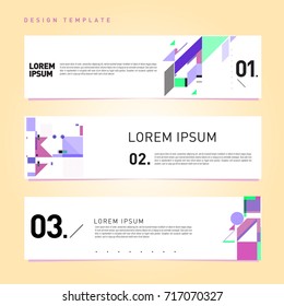 Vector set of abstract banner web design template. Retro and pop art colorful style banner design layout.