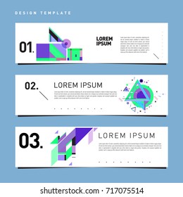 Vector set of abstract banner web design template. Retro and pop art colorful style banner design layout.
