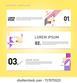 Vector set of abstract banner web design template. Retro and pop art colorful style banner design layout.