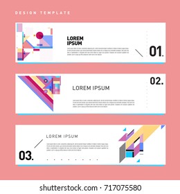 Vector set of abstract banner web design template. Retro and pop art colorful style banner design layout.