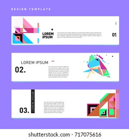 Vector set of abstract banner web design template. Retro and pop art colorful style banner design layout.