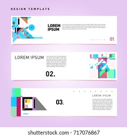 Vector set of abstract banner web design template. Retro and pop art colorful style banner design layout.