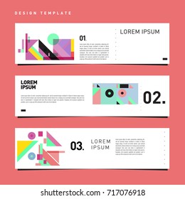 Vector set of abstract banner web design template. Retro and pop art colorful style banner design layout.