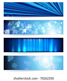 Vector set of abstract banners. Blue Design. EPS10 Vector Background.