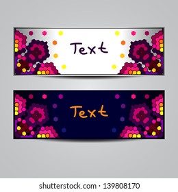 Vector set: abstract banners with geometric ornament. Vector design template can be used for web sites header, blank design, textile, printing and other cases.