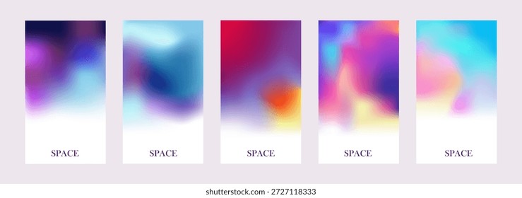 Vector conjunto de Anuncios abstractos. Fondo púrpura. Plantillas de Vertical. Hermoso gradiente. Ilustración vectorial. Espacio para texto.