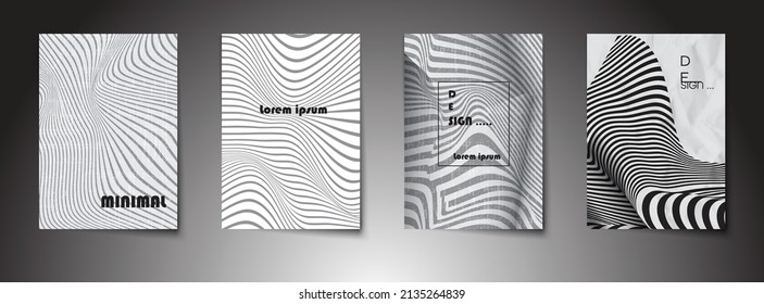 Vektorset mit abstraktem schwarzen Zeilenhintergrund.Minimales modernes Grafikdesign, Element mit geometrischer Form, Farbverlauf-Farbe, Texturpapierhintergrund für Plakatvorlage, Abdeckung, Broschüre, Flyer