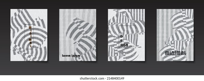 Vector set of abstract black line color pattern background. Minimal modern graphic design, element with geometric shape, retro style, texture paper background for poster template, cover, banner, flyer