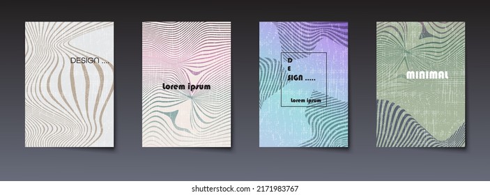 Vector set of abstract black line color pattern background. Minimal modern graphic design, element with geometric shape, retro style, texture paper background for poster template, cover, banner, flyer