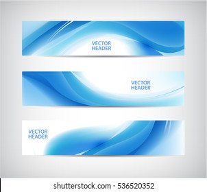 Vector Set Abstract Blue Wavy Headers Stock Vector (Royalty Free ...