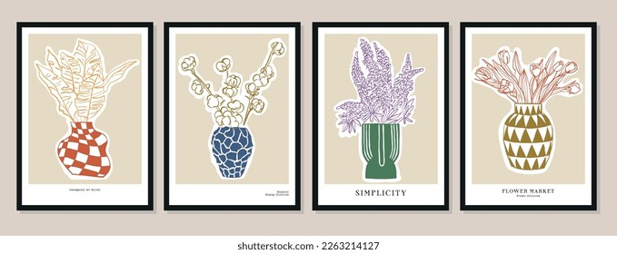 Vector set of abstract botanical illustrations