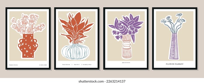 Vector set of abstract botanical illustrations