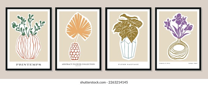 Vector set of abstract botanical illustrations