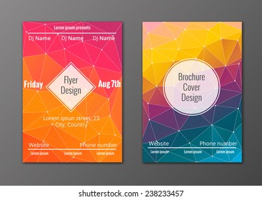 Vector set of abstract brochure and flyer covers in polygonal style 