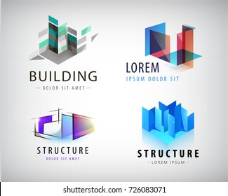 Vector set of abstract building and structure logos, icons