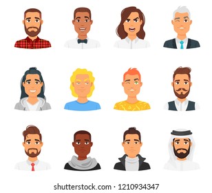 Vector set of abstract business avatar. Male and Female portrait.