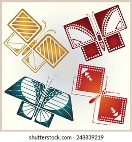 Vector set of abstract butterflies for design invitations, advertisements, greeting cards and advertising.