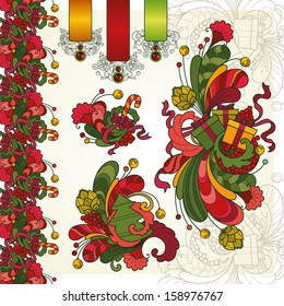 Vector set - abstract Christmas ornamental design elements 