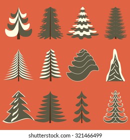 vector set of abstract Christmas trees