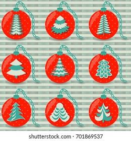 Vector set of abstract christmas trees. Christmas illustration