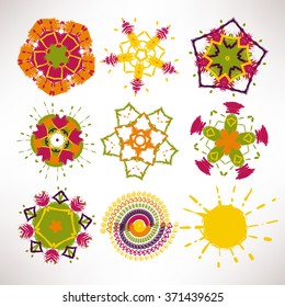 Vector set Abstract circular patterns labels for cards design