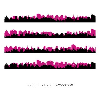 Vector set of abstract cityscape silhouetttes